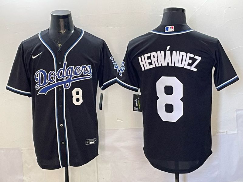 Men 2026 Nike Los Angeles Dodgers #8 Hernandez Black Game MLB Jersey 013